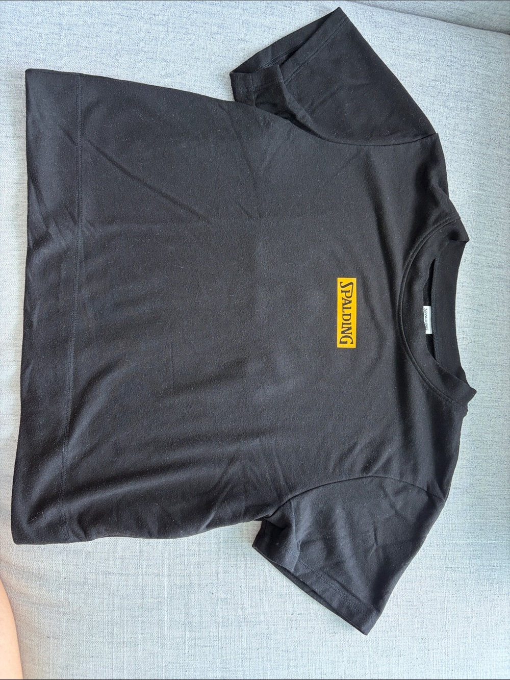 Spalding Black Tee with Yellow Logo Patch